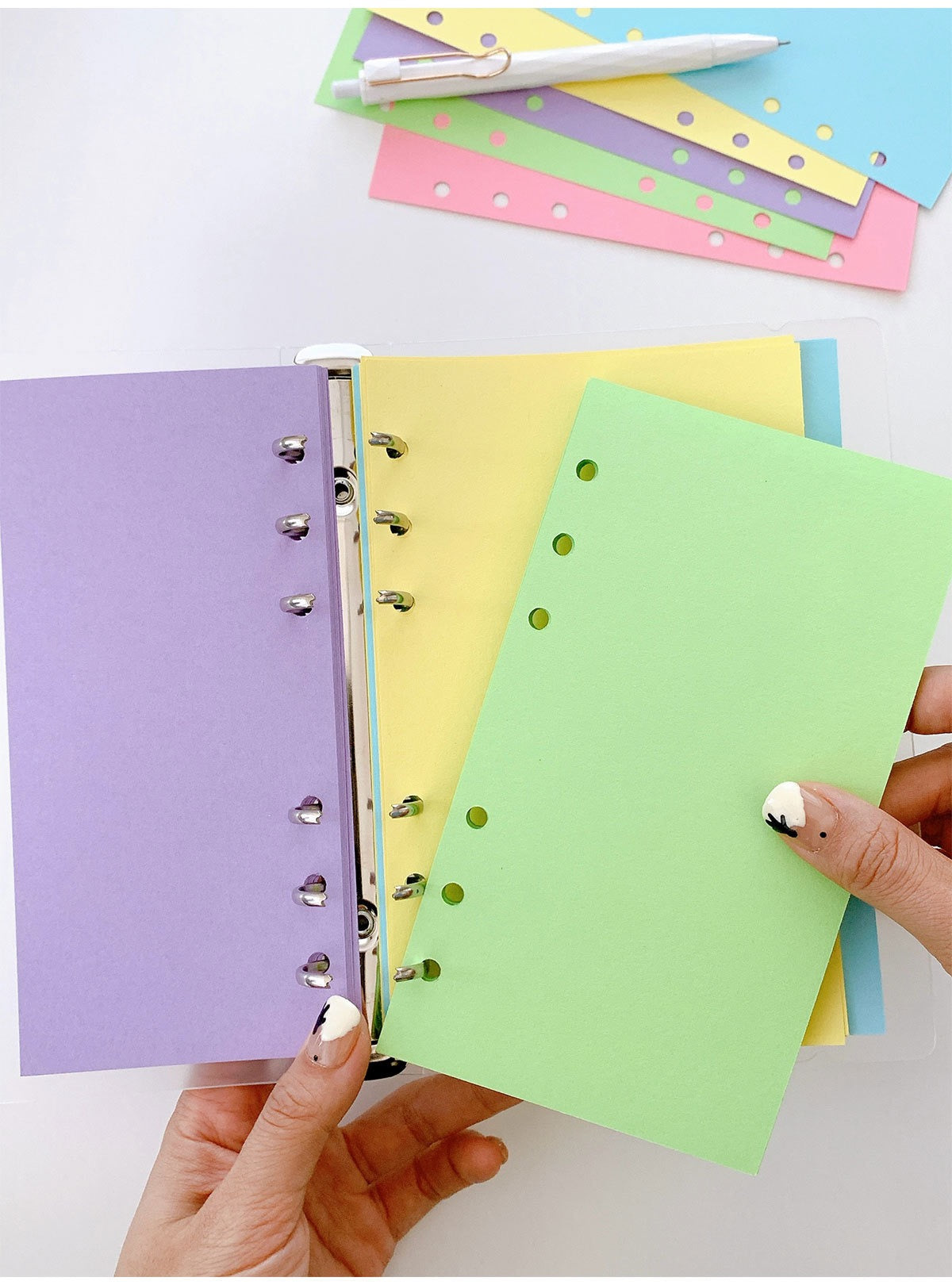 0713 A6 journal macaron five-color insert paper 1 pack 100 pcs