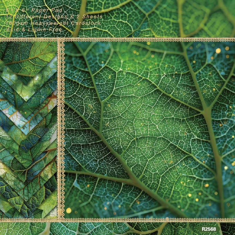 0816 Green leaves background paper R2568 -24Pcs each pack