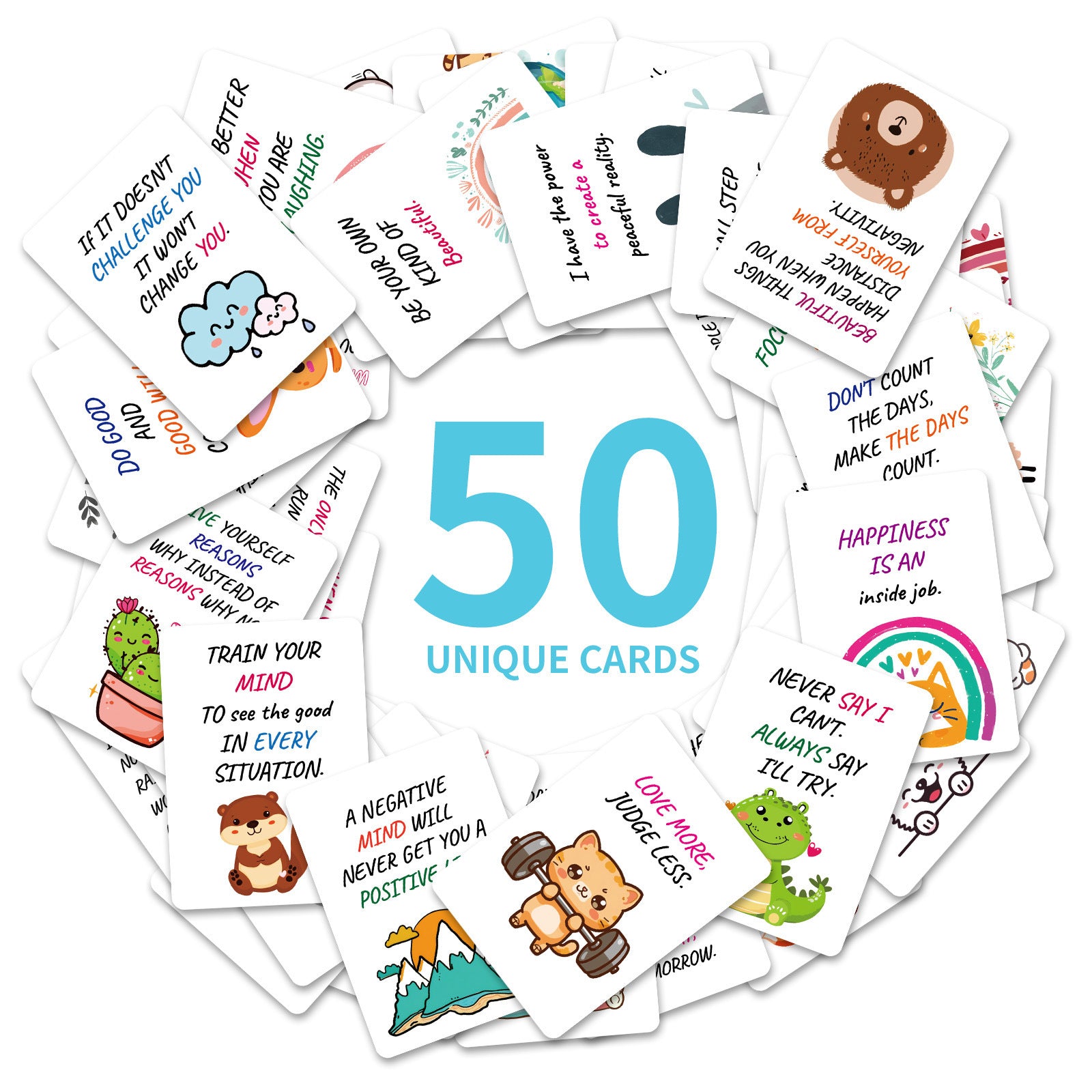 0918 Cartoon animals encourage card Cards ATC card 50pcs 2.5*3.5 inch