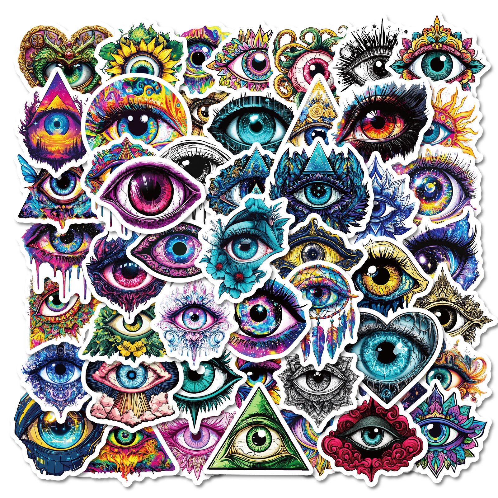 0220 Pupil Eye solid sticker with white border -50Pcs each pack