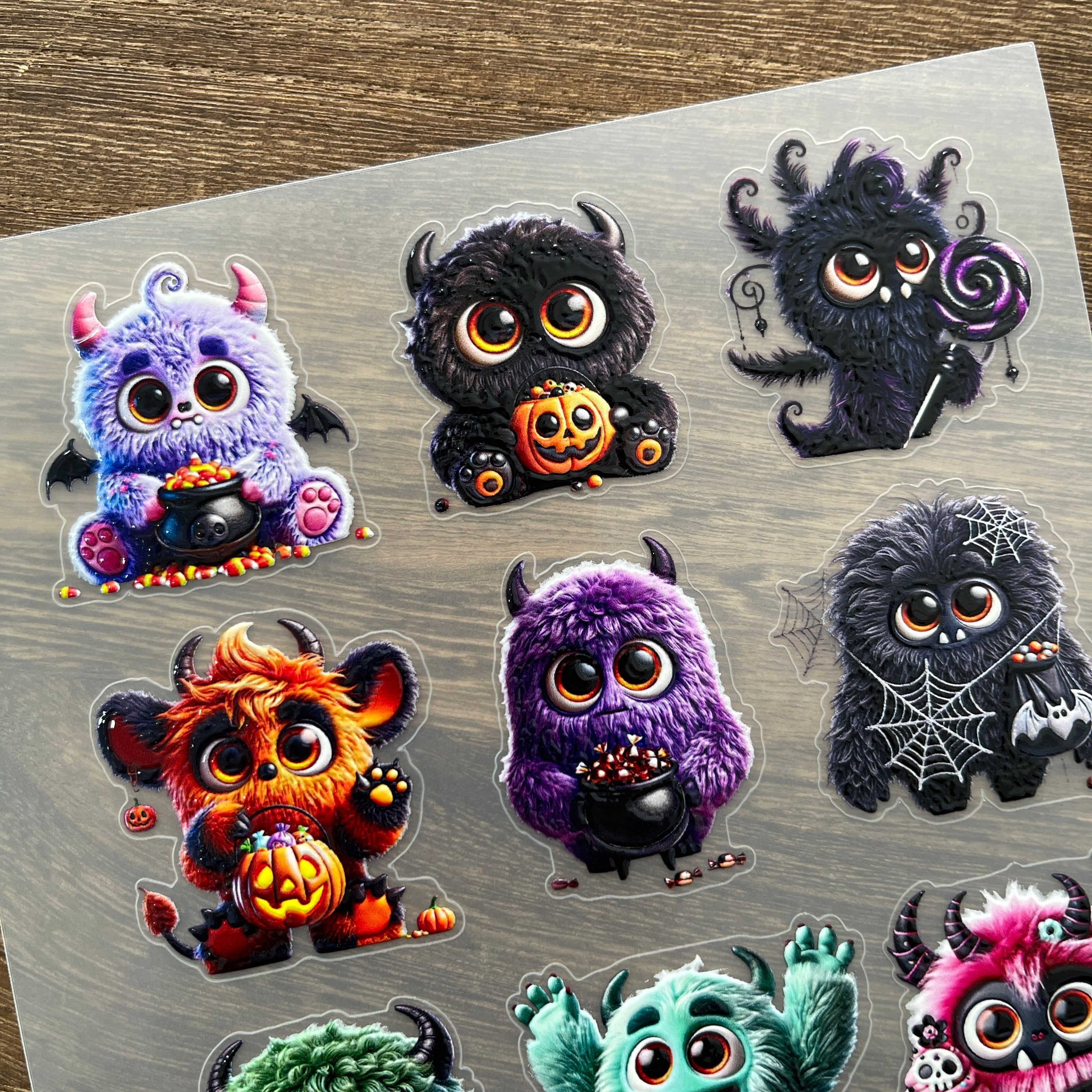 3D Cute Halloween monsters PET Stickers 1pcs