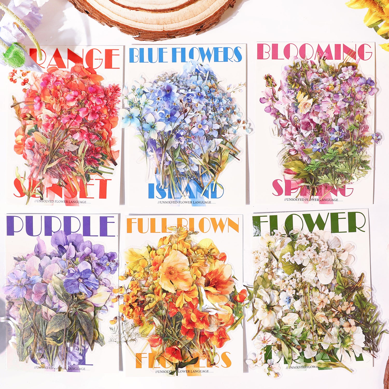 0401 Unexplained Flowers Series PET Sticker -30Pcs each pack