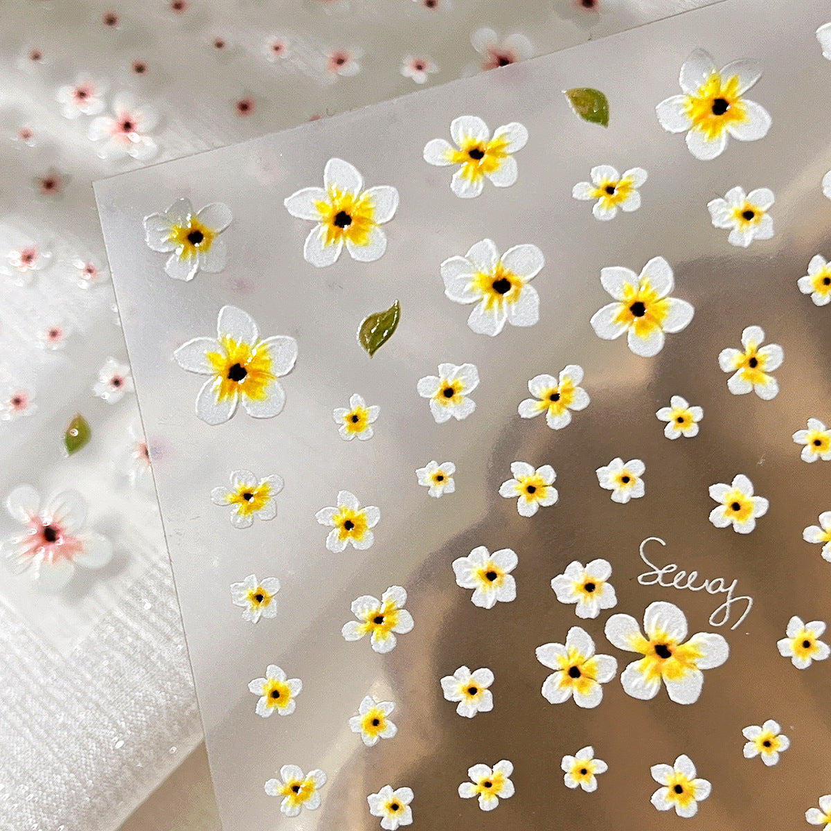 0824 M196- Flower Embossed Mini sticker 1 Pcs