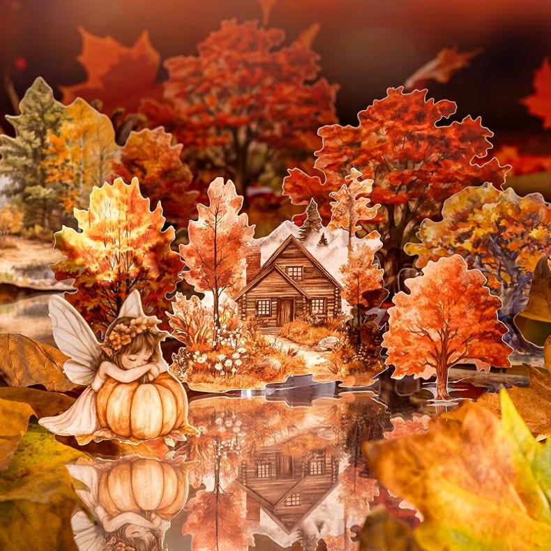 1018 Autumn forest cardstock sticker -30Pcs each pack