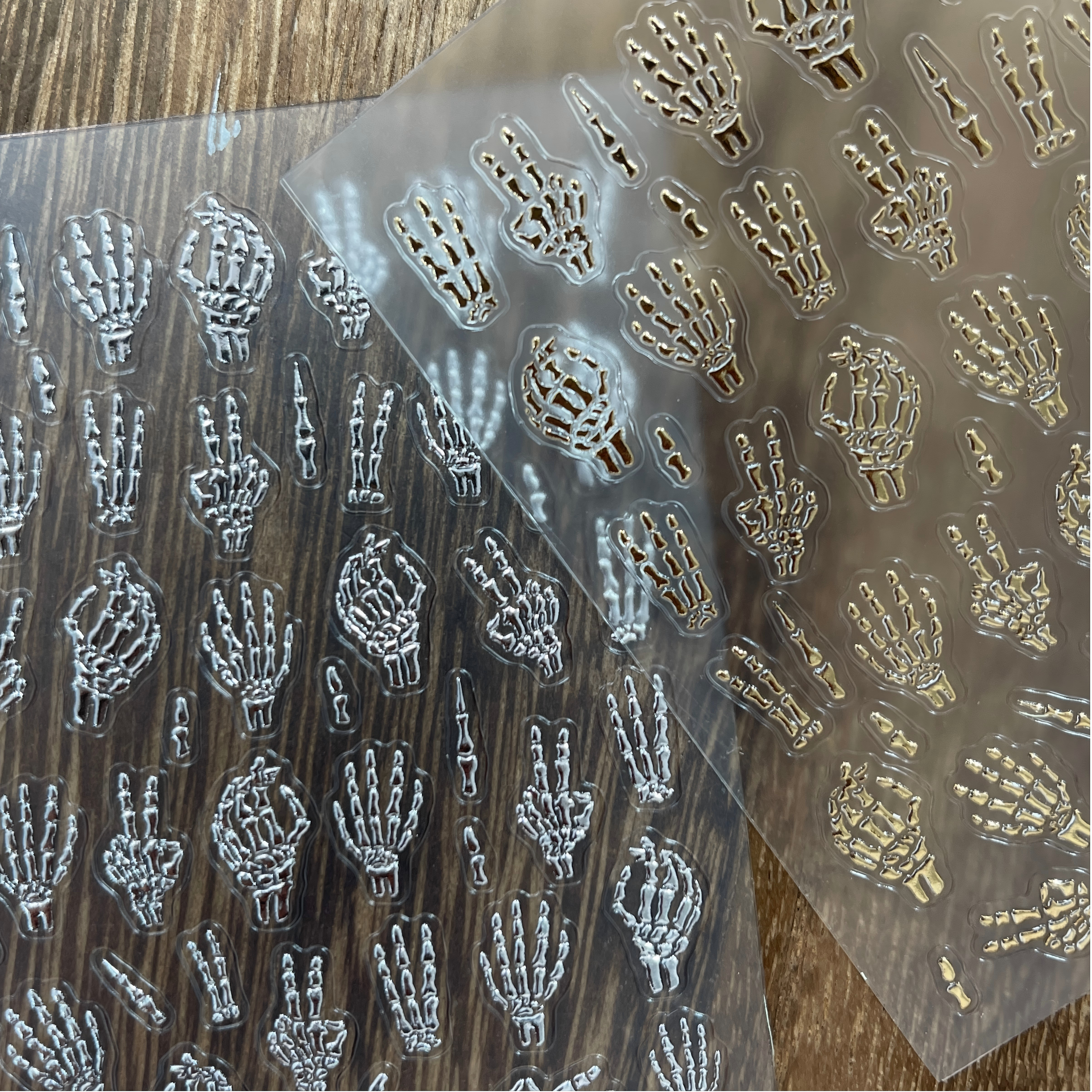 1011 M238- Hand bones Embossed Mini sticker 1 Pcs
