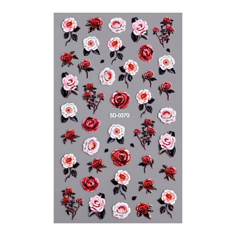 0625 M122- Red roses and pink roses Embossed Mini sticker 1 Pcs