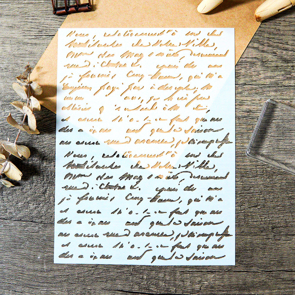 0726 Vintage text pattern stencil 15CM*20CM