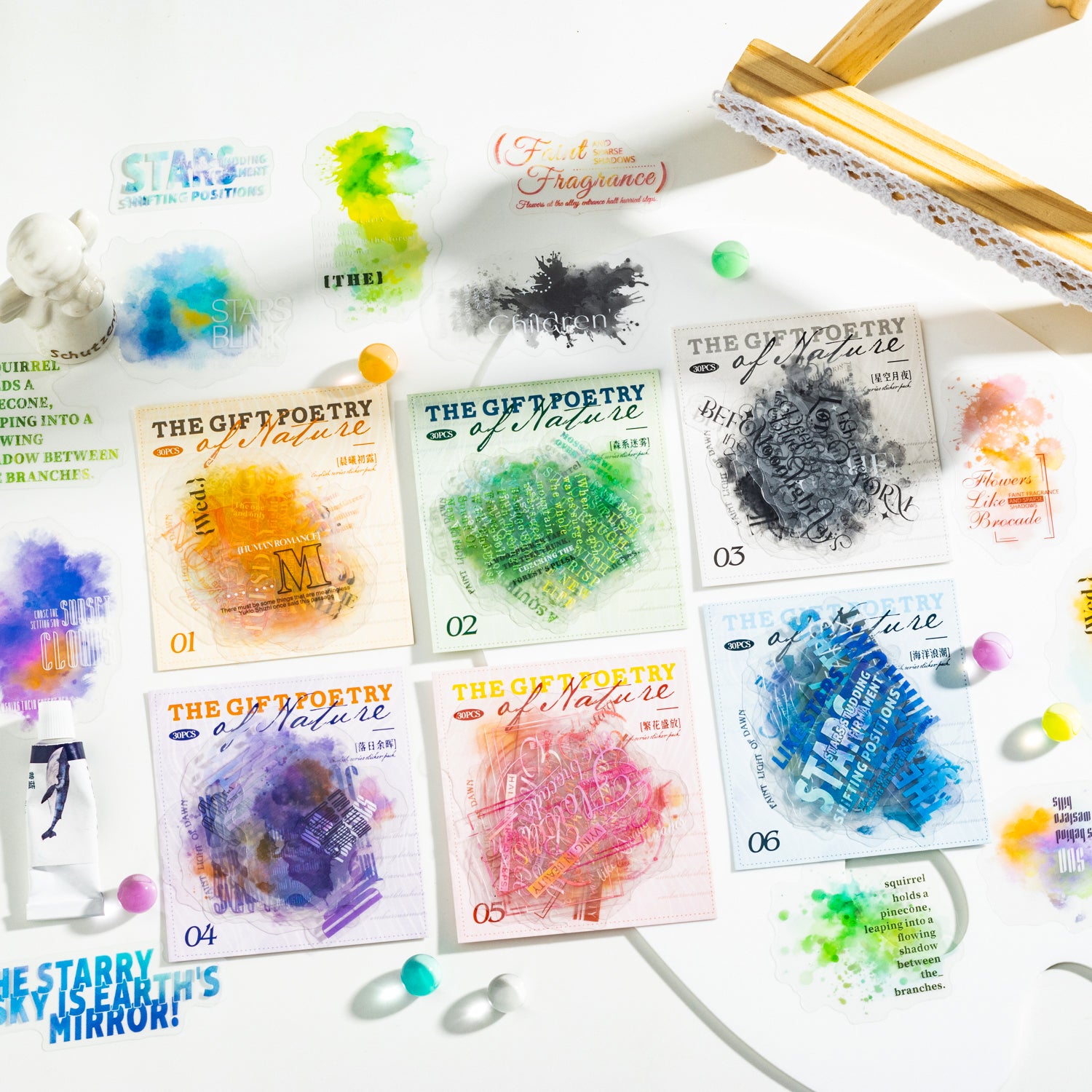 0830 The gift poetry of nature PET Sticker -30Pcs each pack