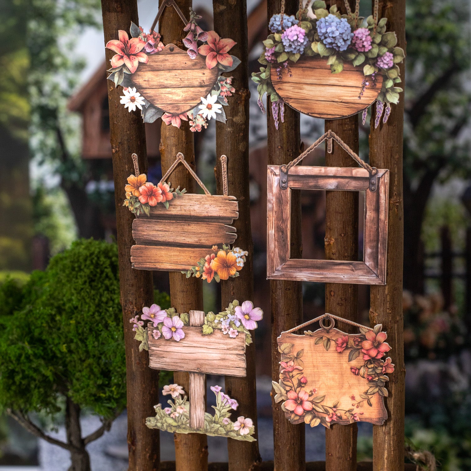 0902 Garden wooden sign cardstock sticker -15Pcs each pack