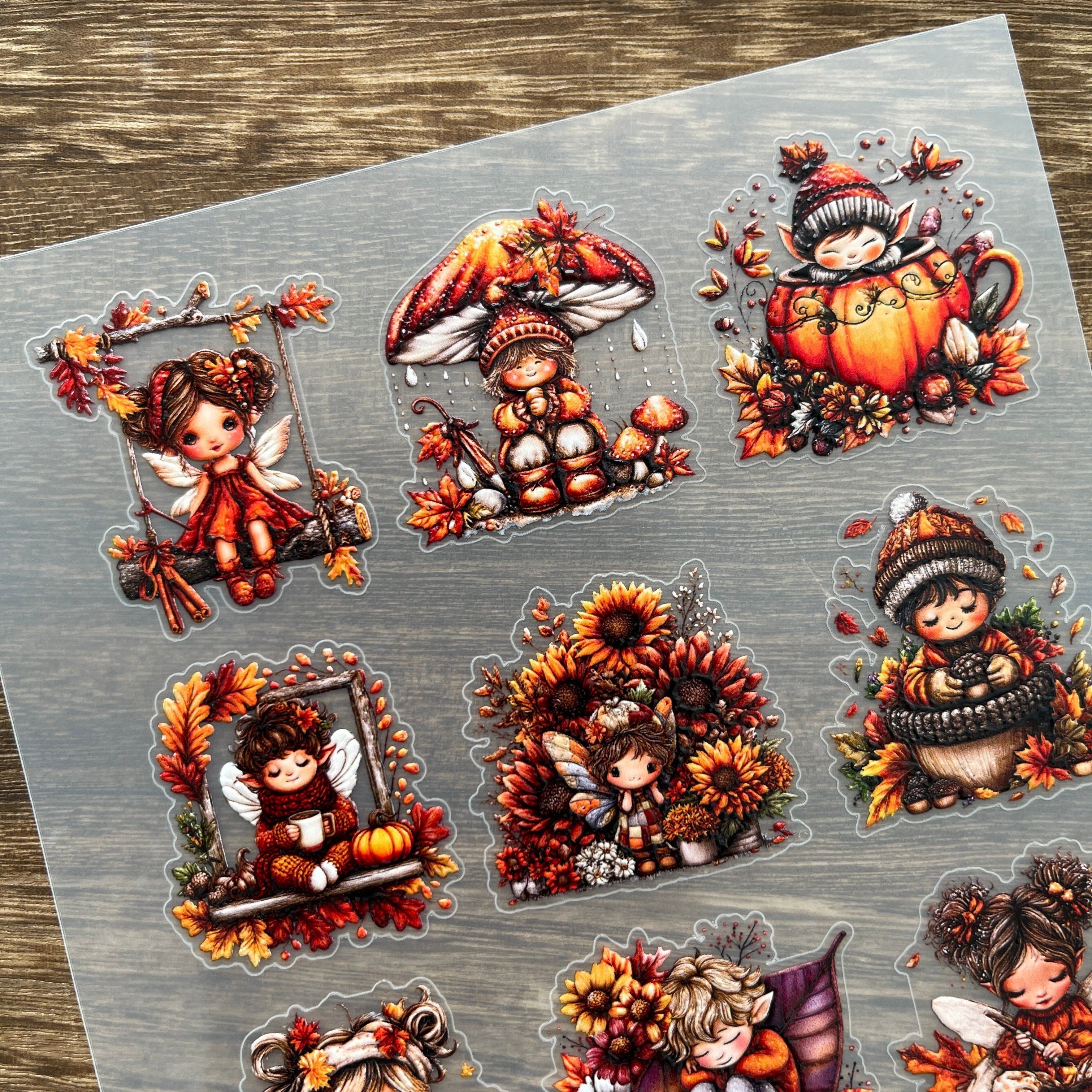 3D Autumn fairy PET Stickers 1pcs
