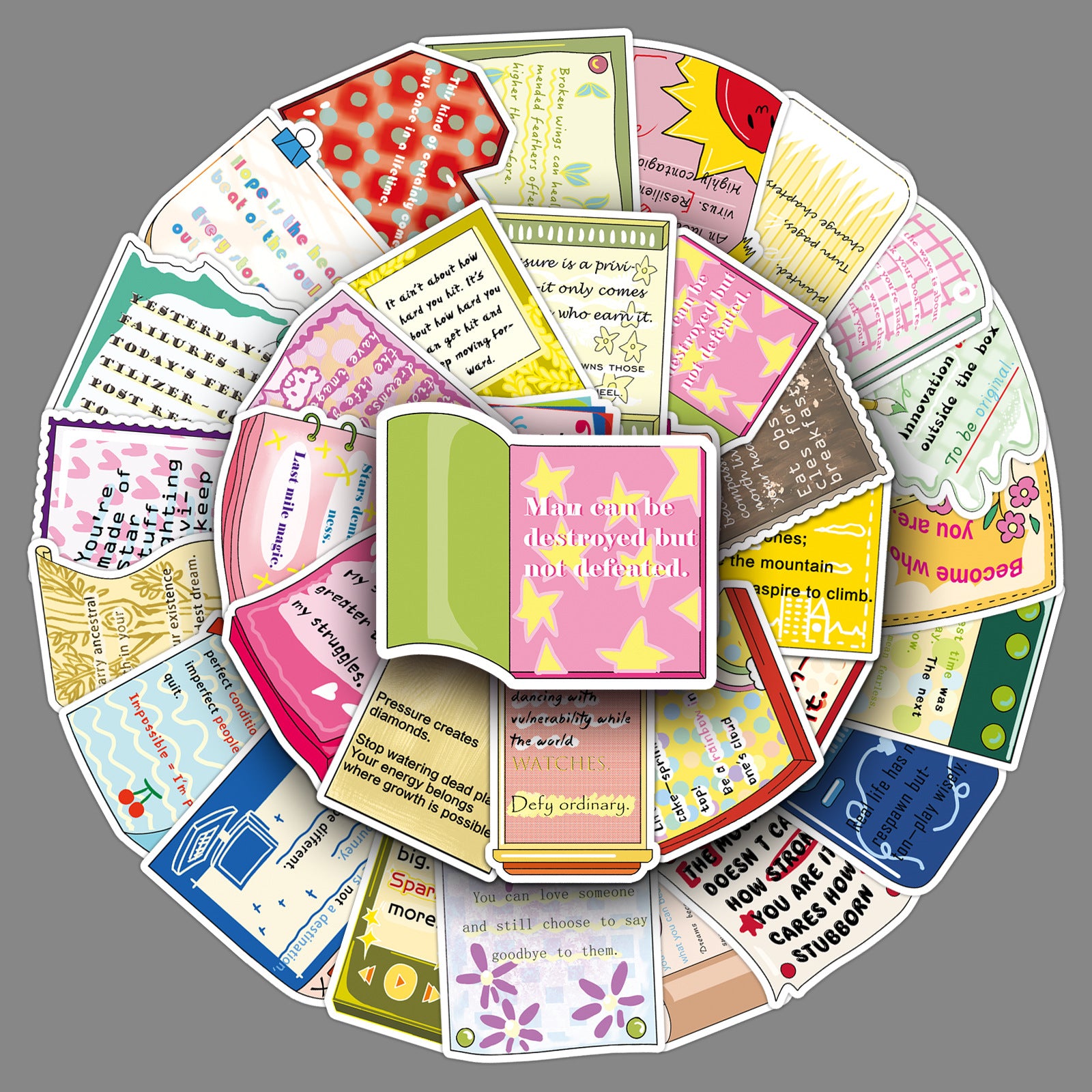 260113 50 Inspirational phrases Stickers solid with white border