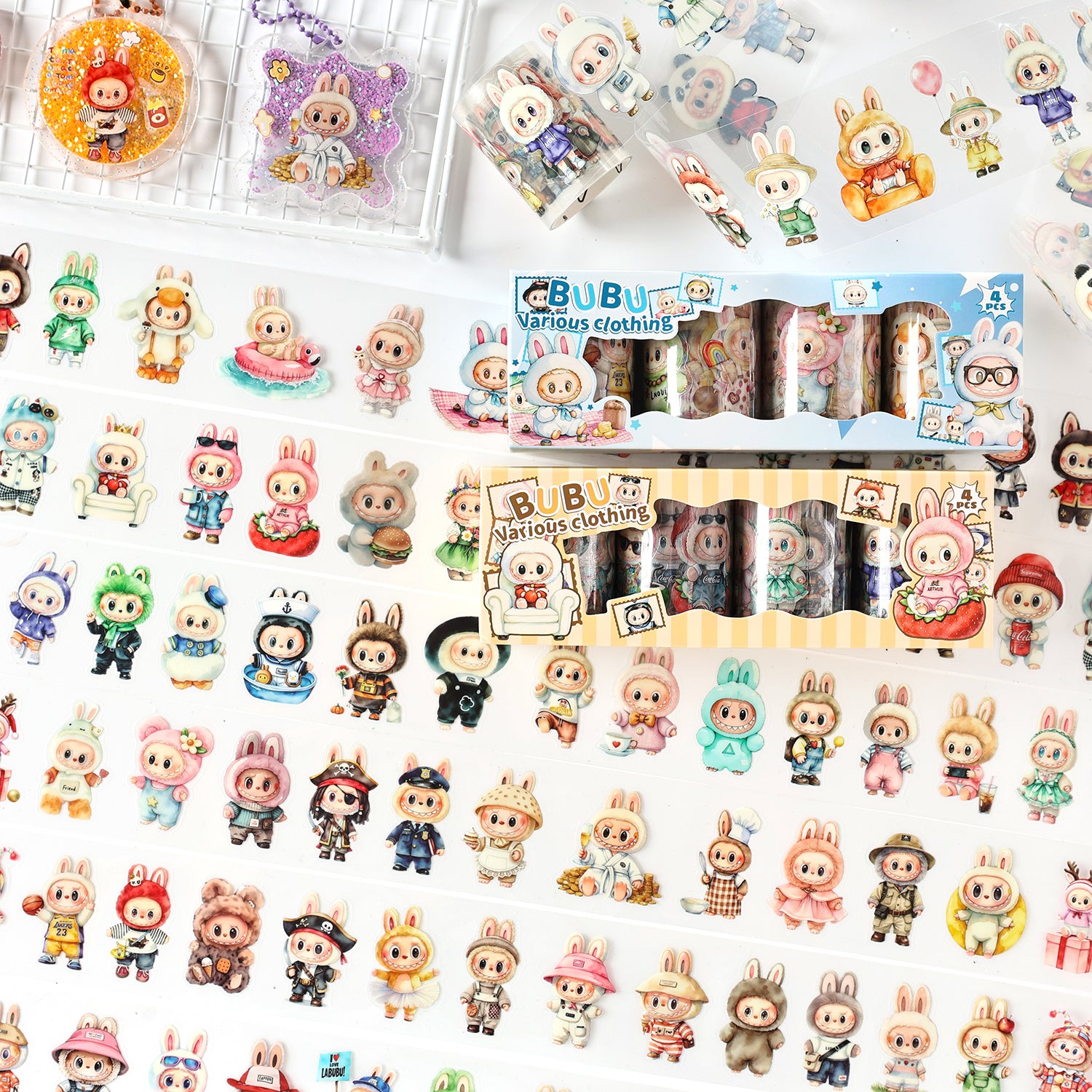 0916 Bubu various clothing PET Tape Set *pre-cut 4 rolls 5cm*2m
