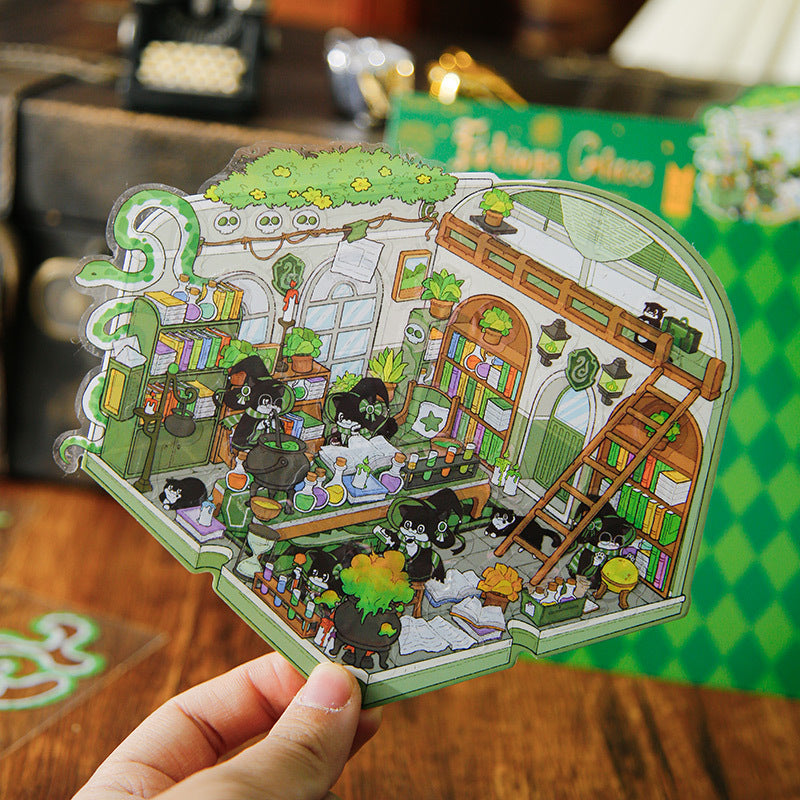 0526 Magic Cat Scene PET Sticker -2Pcs each pack