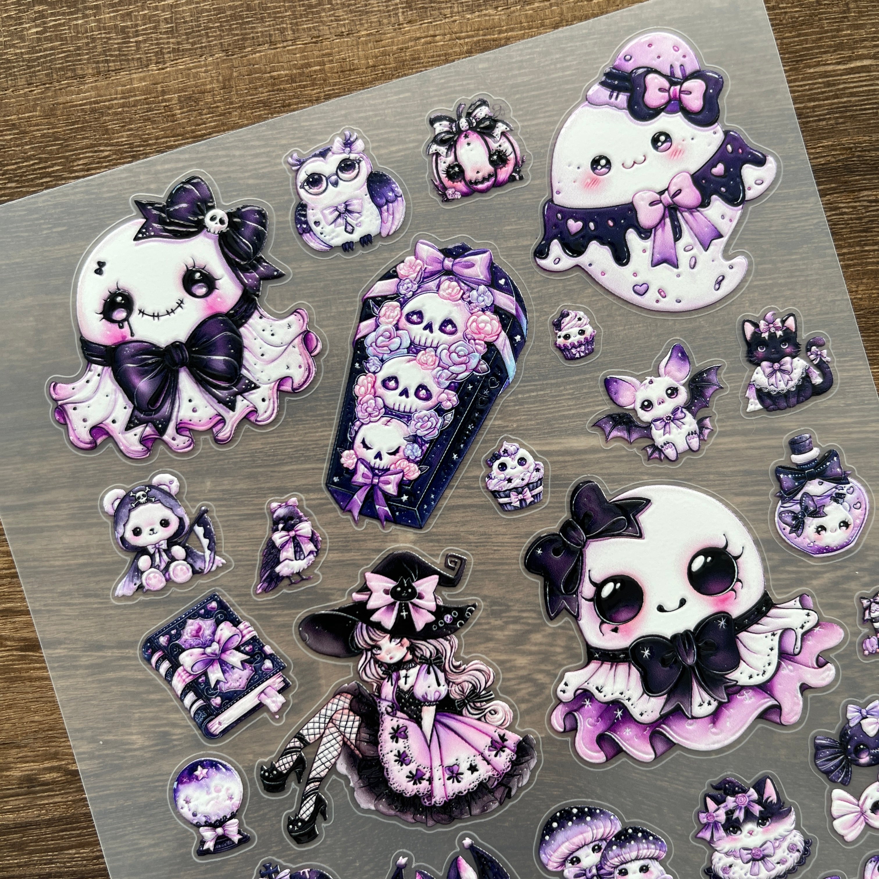 3D Cute purple ghost PET Stickers 1pcs