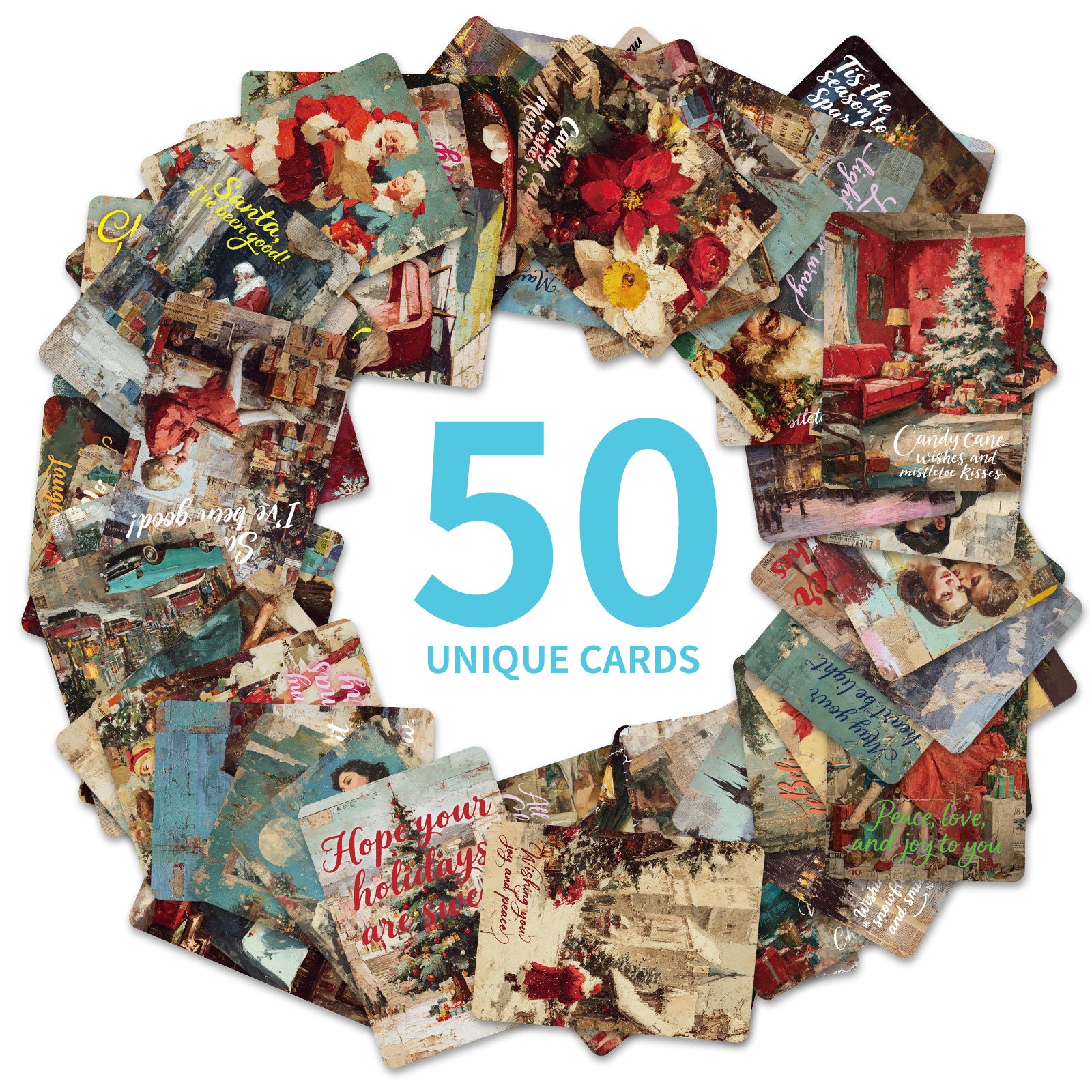 0916 Vintage oil painting Christmas card Cards ATC card 50pcs 2.5*3.5 inch