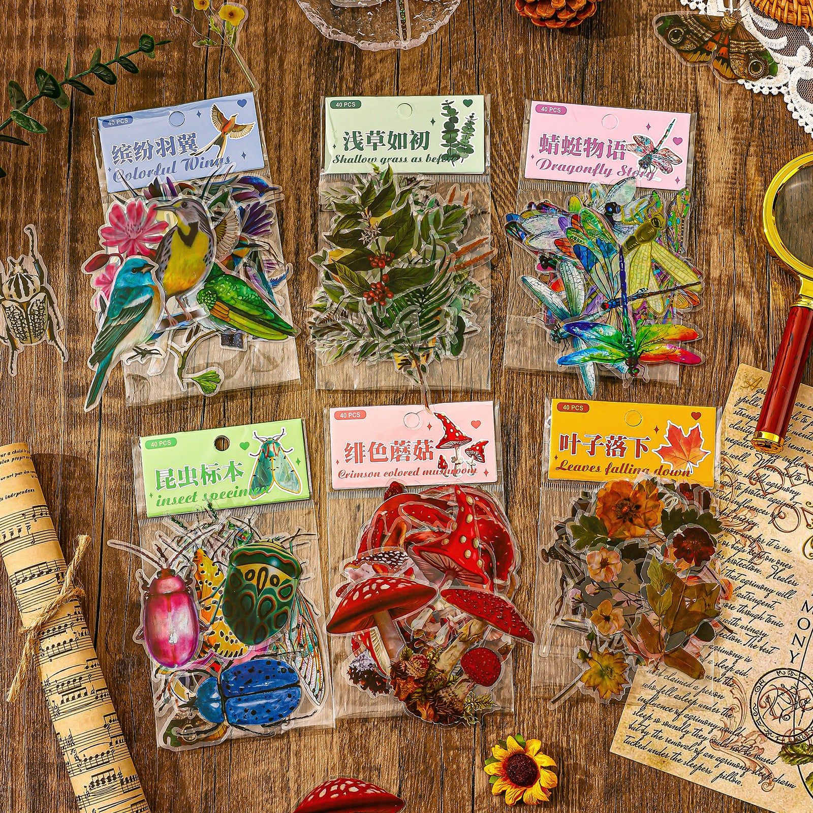0305 Romantic flower language Series Stickers -40Pcs each pack