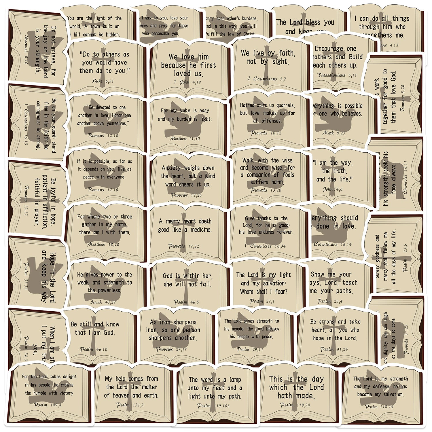0721 50 Scripture Stickers solid with white border