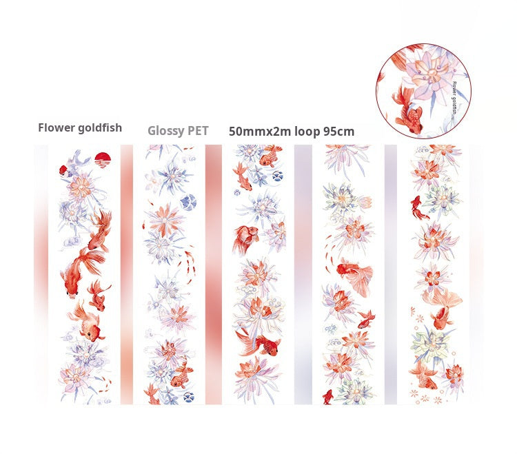 1128 T-466 Goldfish among flowers Tape -5cm*2m