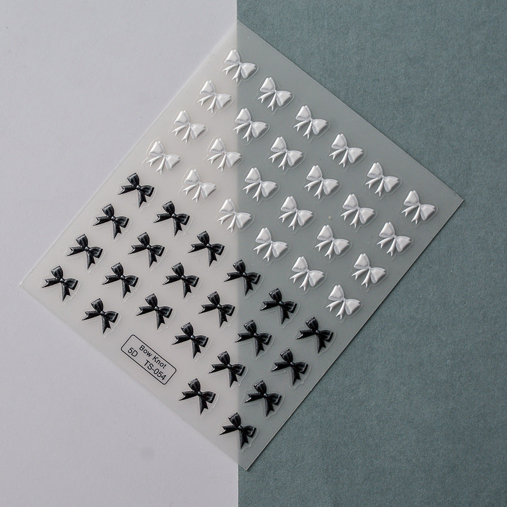 0808 M182- Black and white bow Embossed Mini sticker 1 Pcs