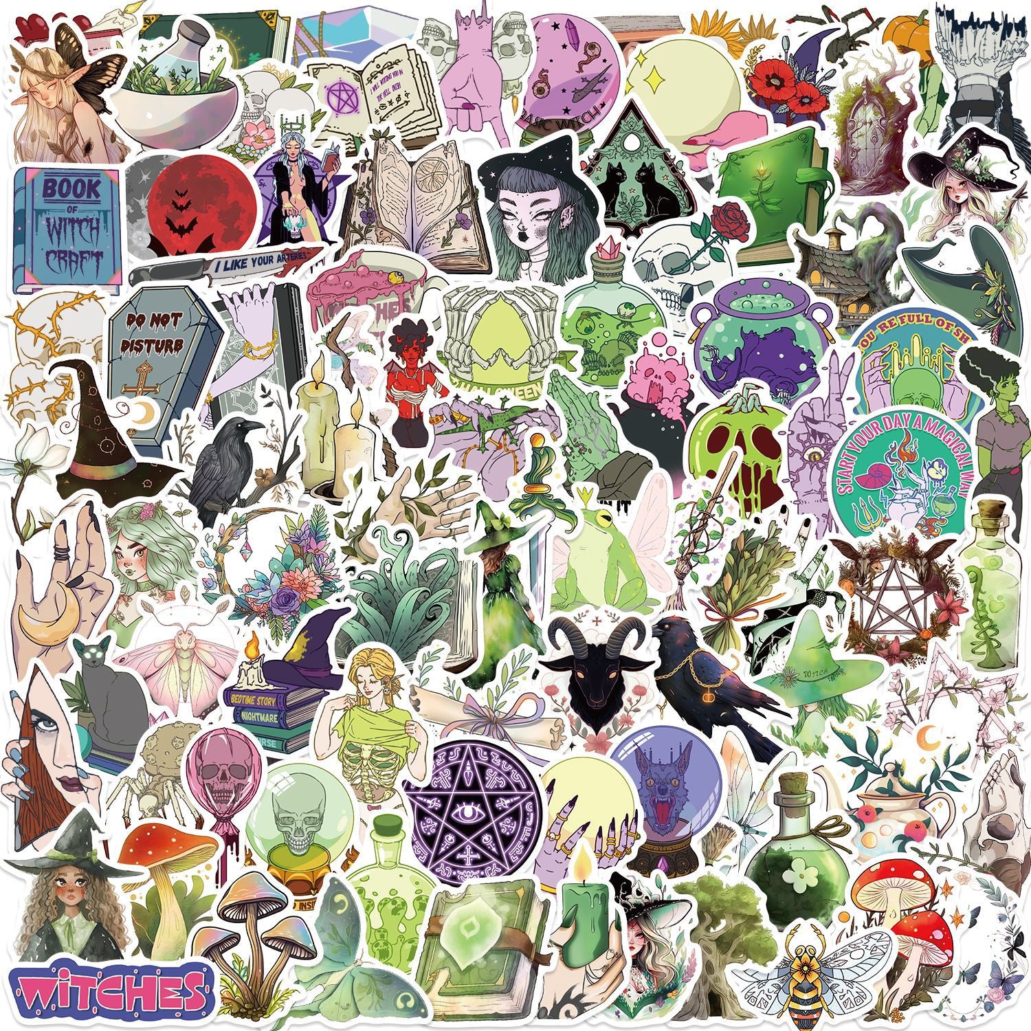 0821 100 Magic witch Stickers solid with white border