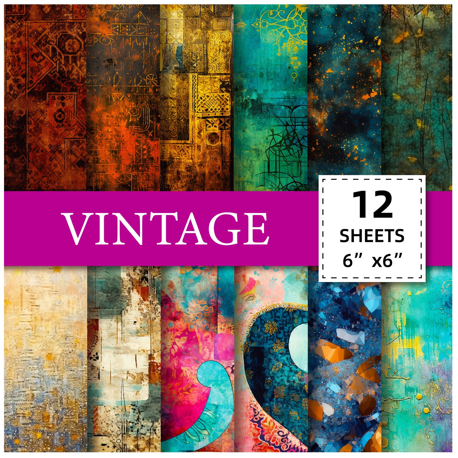 0813 Vintage background paper -12Pcs each pack