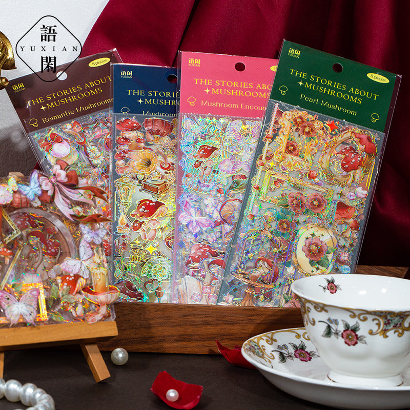 0415 The stories about mushrooms Series PET Sticker -8Pcs each pack