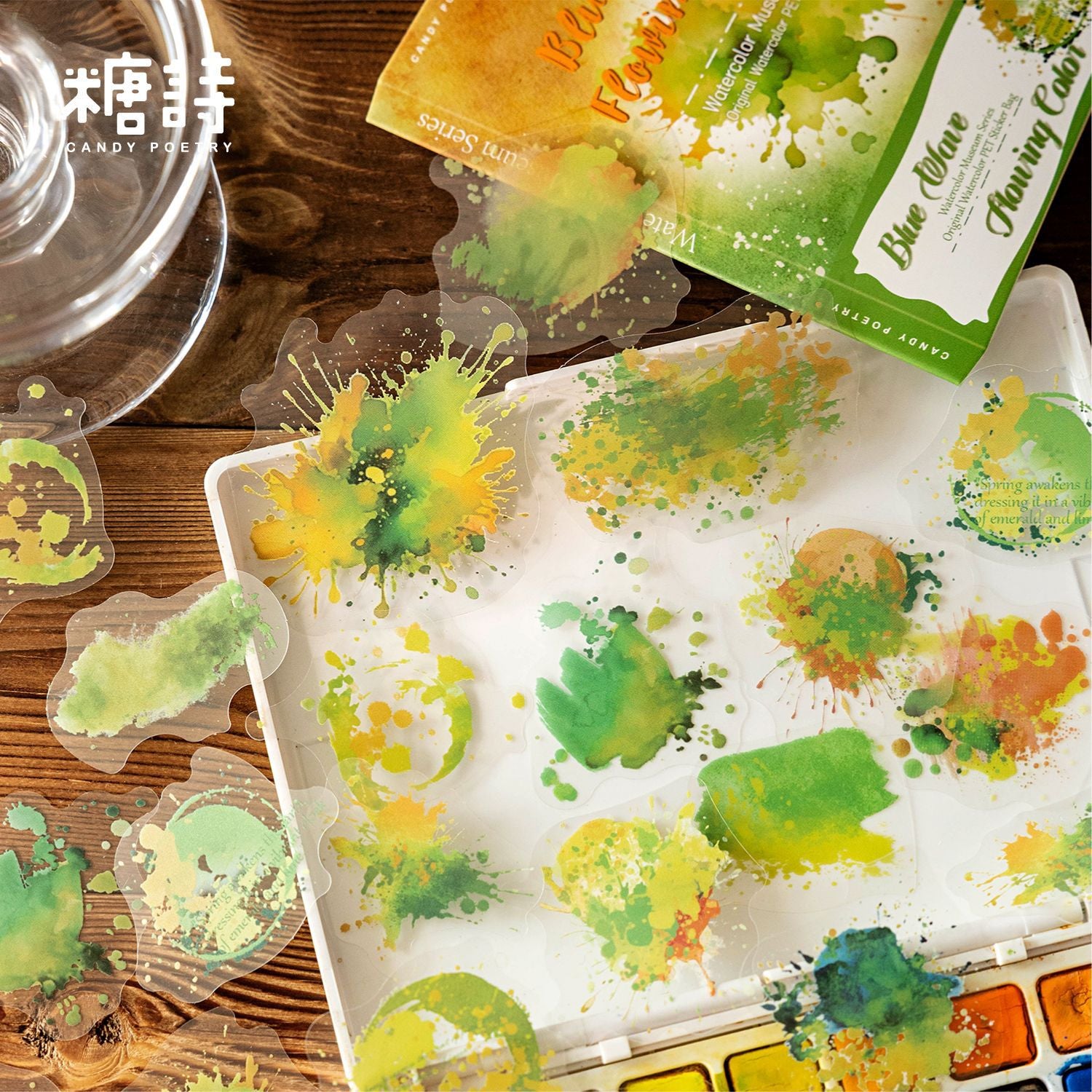 0510 Waterolor Museum Series PET Sticker -30Pcs each pack
