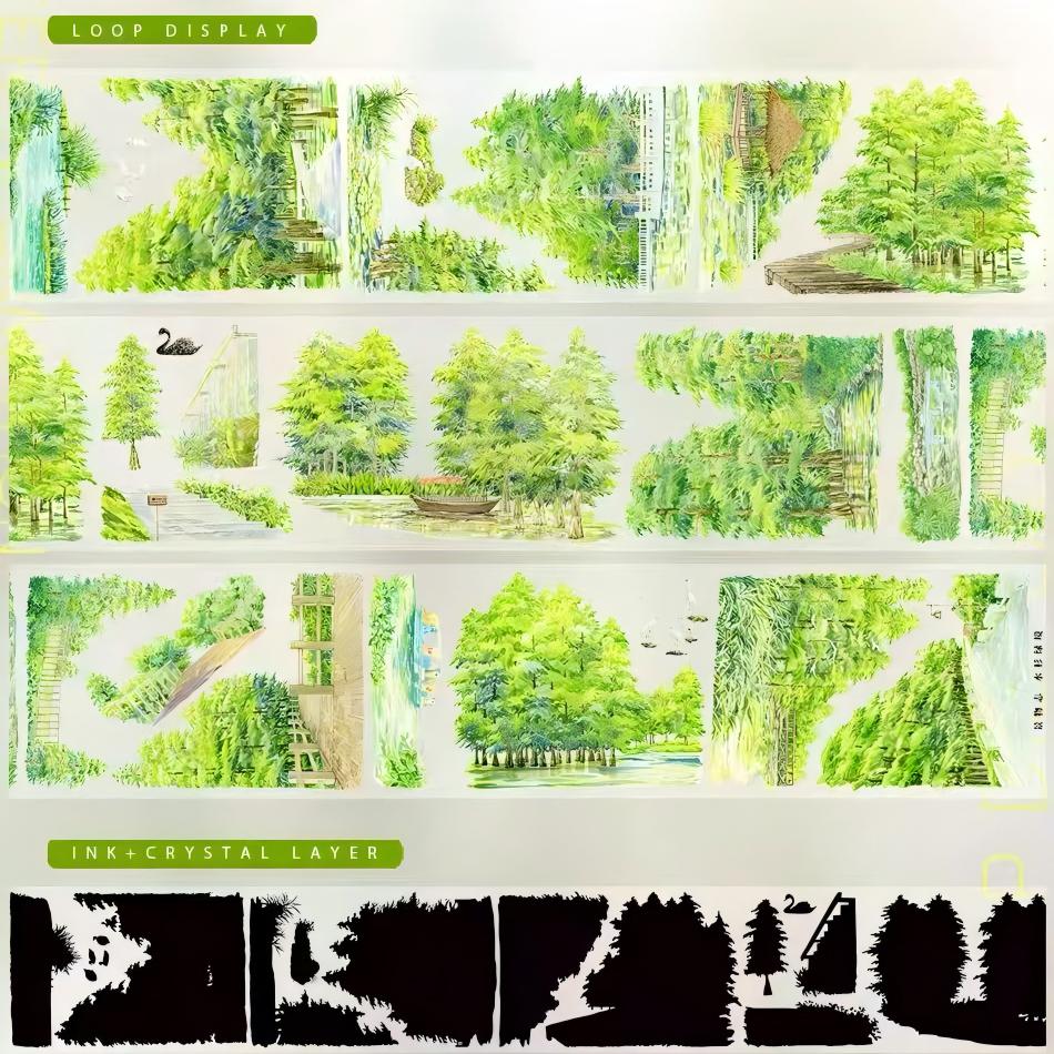 Green scenery PET Tape (8 x 100 cm) 1 loop