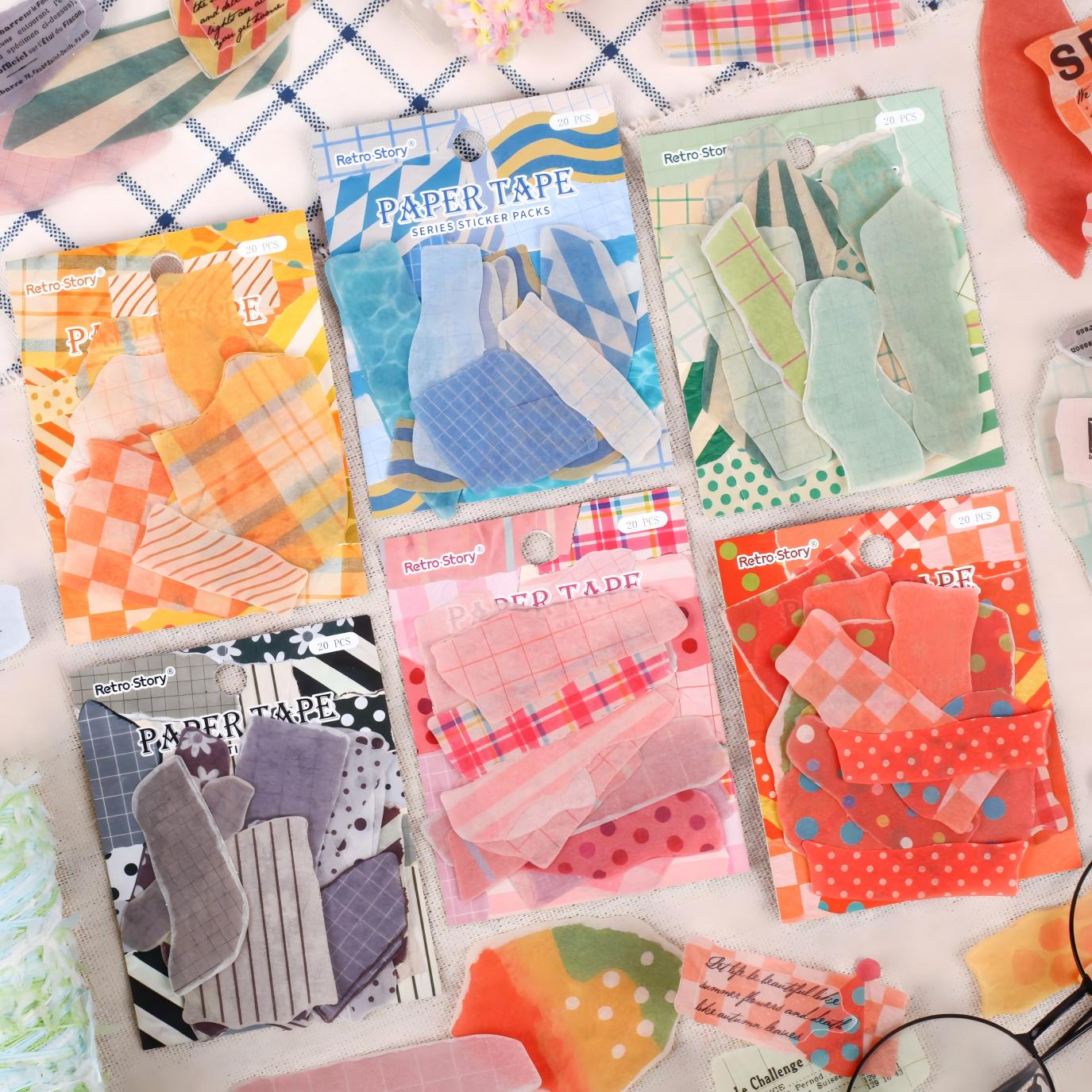 260316 Paper Tape Washi Sticker -20Pcs each pack