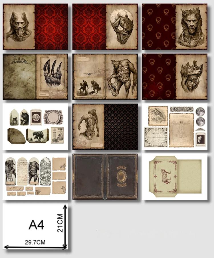 0315 A4 size Werewolf Vampire Style Paper 12 pcs