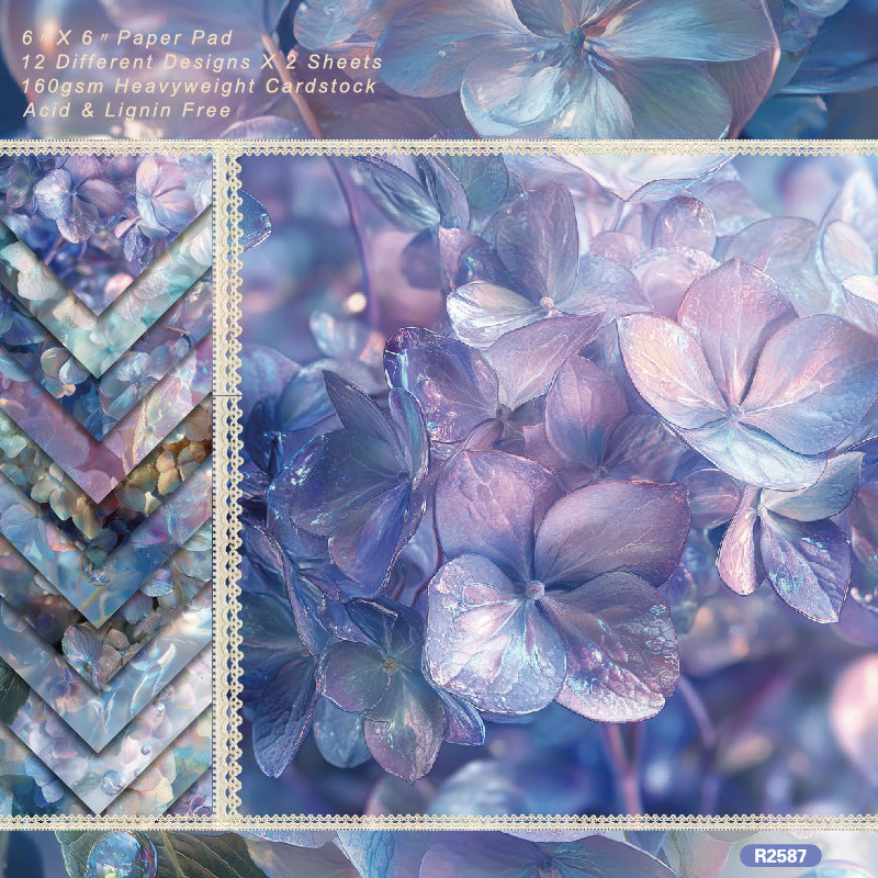 0929 Purpleflower background paper R2587 -24Pcs each pack