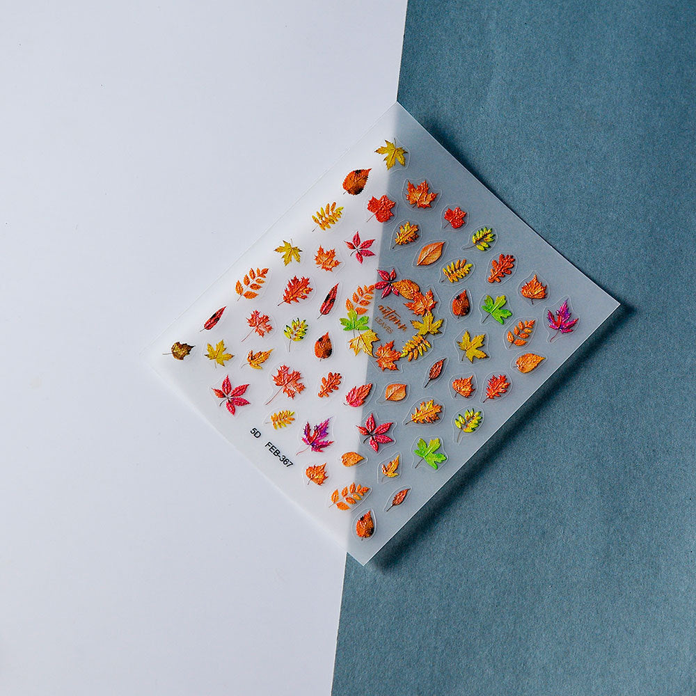 0825 M205- Autumn leaves Embossed Mini sticker 1 Pcs