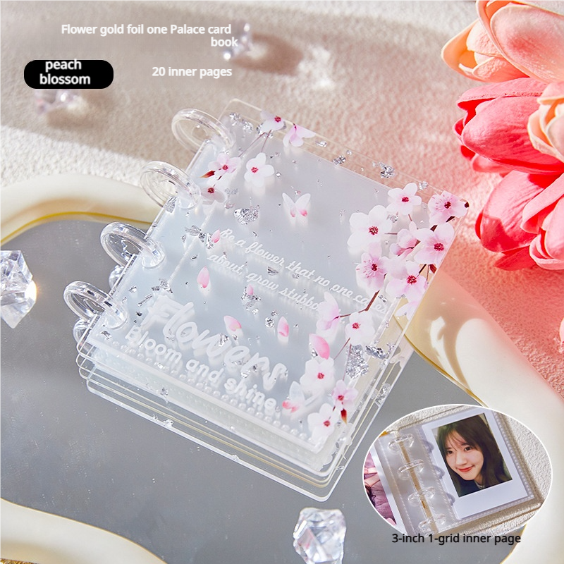 0629 Peach blossom Silver foil clear ATC storage book