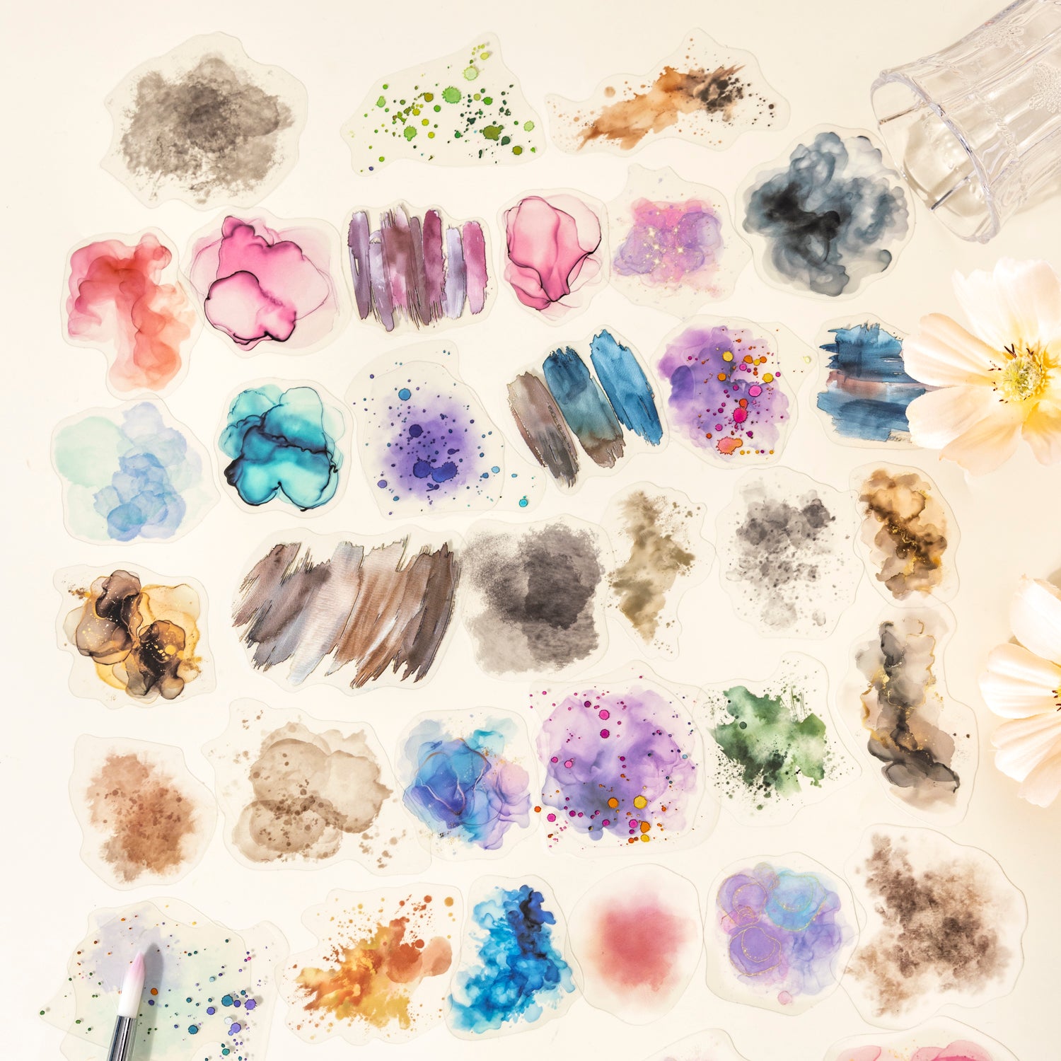 0914 Watercolor PET Sticker -100Pcs each pack