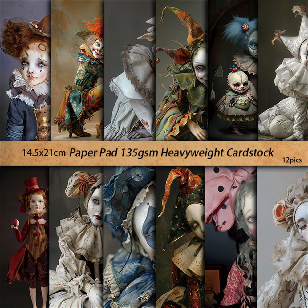 260227 Vintage Clown Background Paper -12Pcs each pack