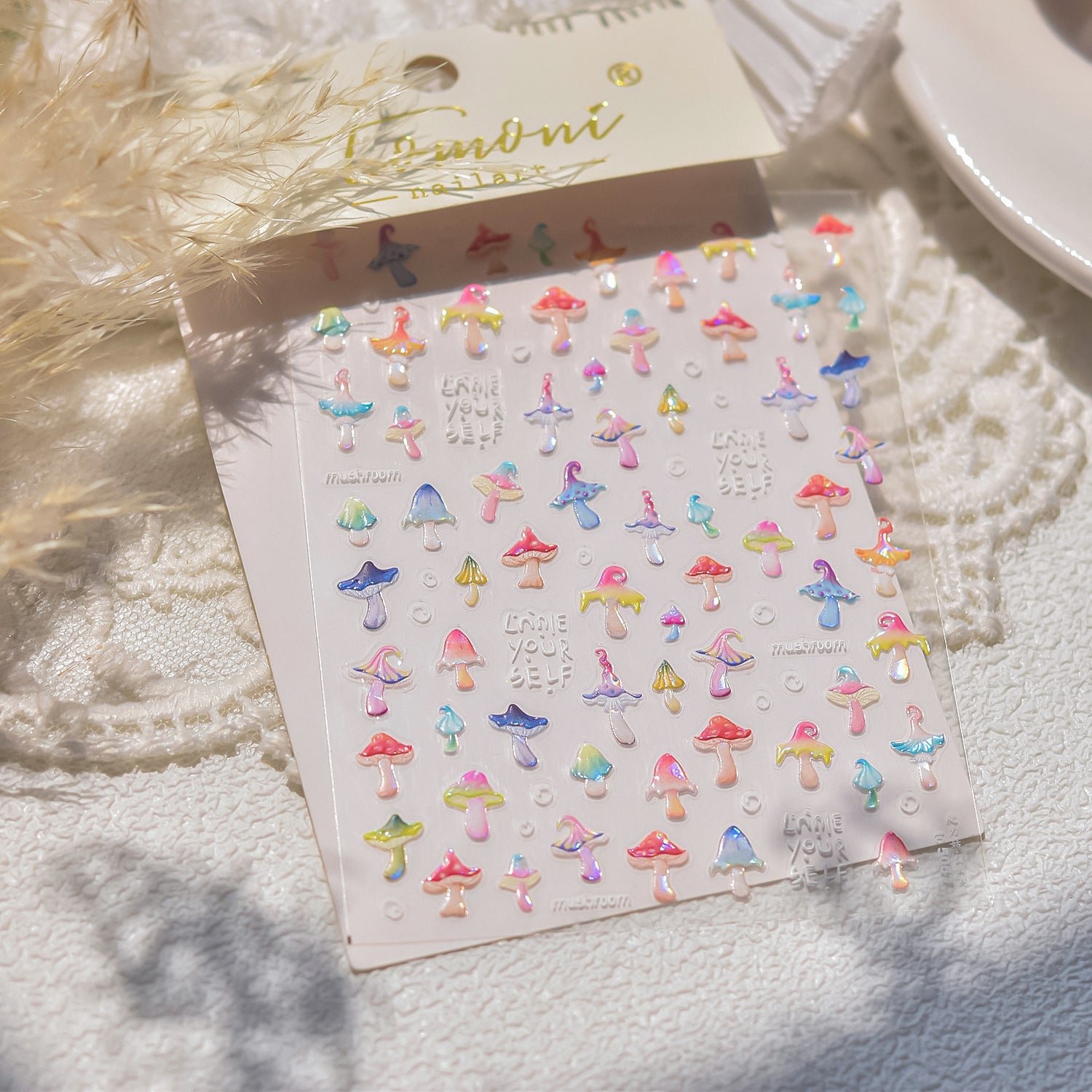 0510 M-86- Mushroom Embossed Mini sticker 1 Pcs