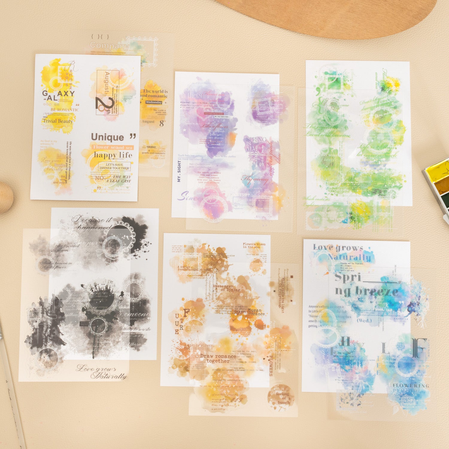 0515 Watercolor Album Series PET & Washi Sticker Book -18Pcs each pack