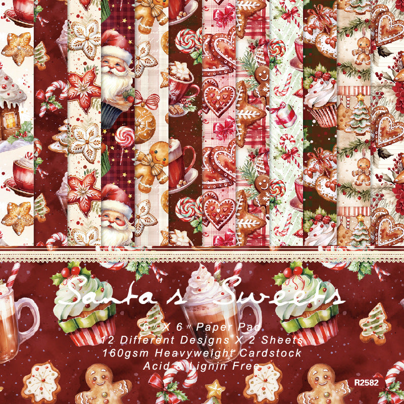 0927 Santa's Sweets background paper R2582 -24Pcs each pack