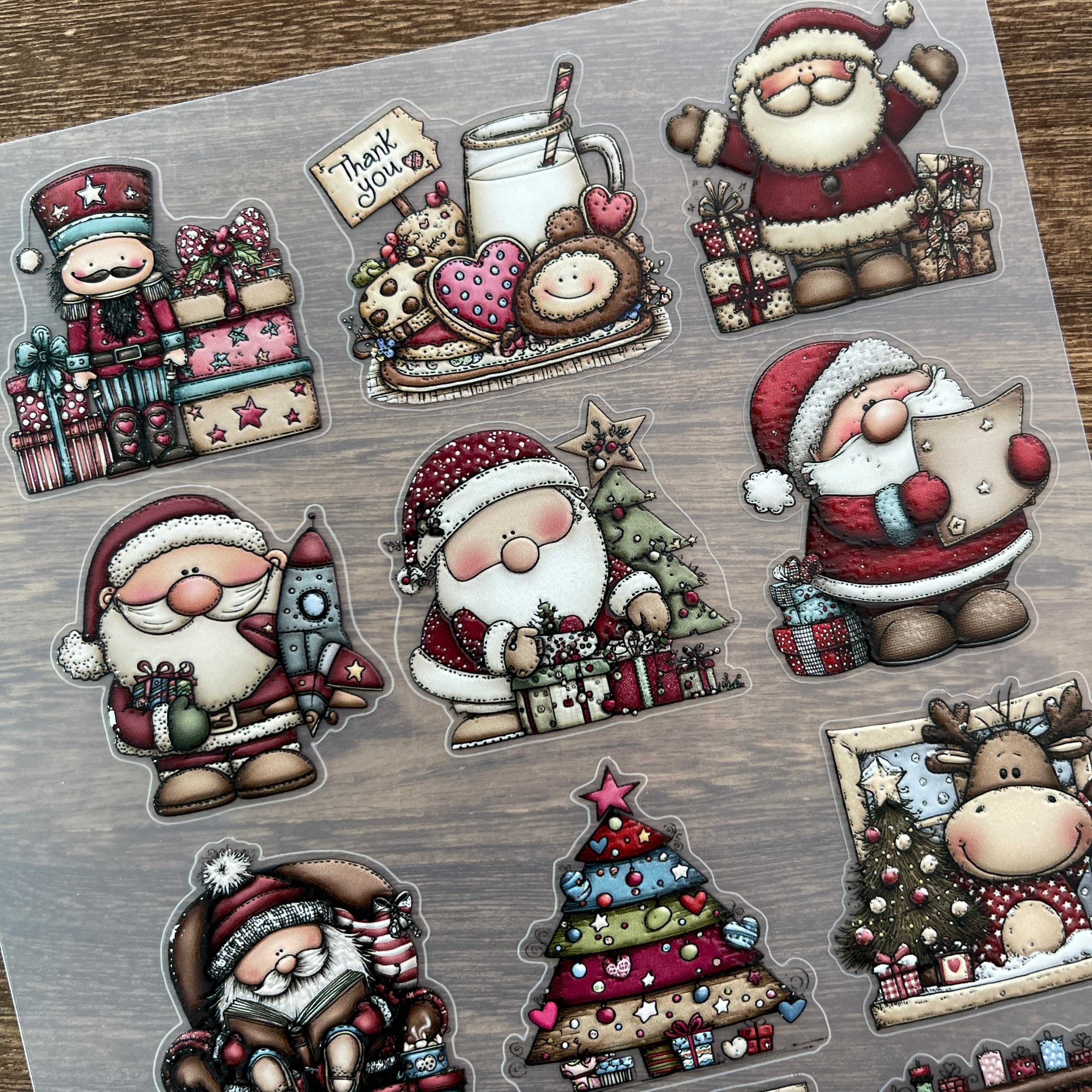3D Santa Claus PET Stickers 1pcs