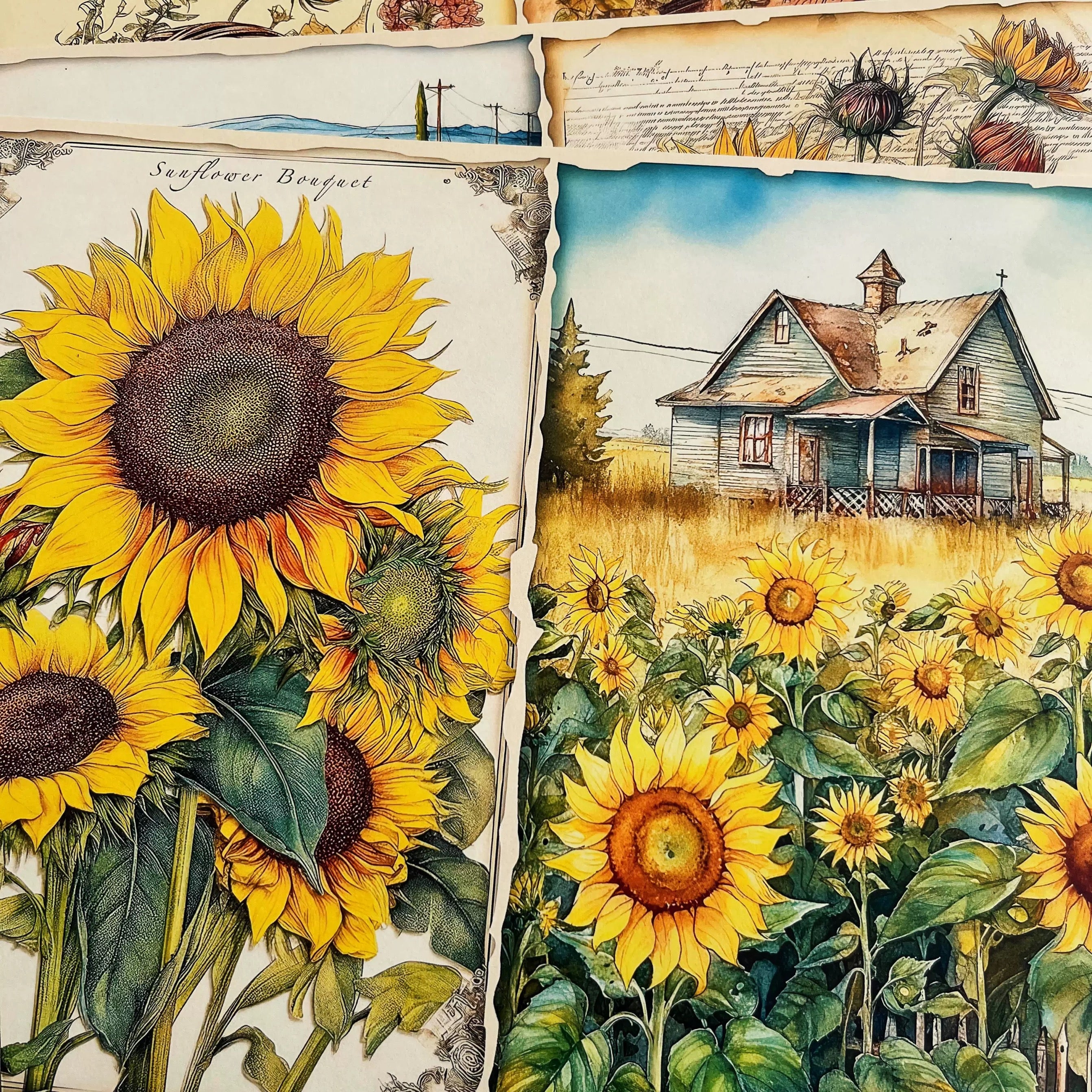 0329 A4 size sunflower Style Paper 5 pcs