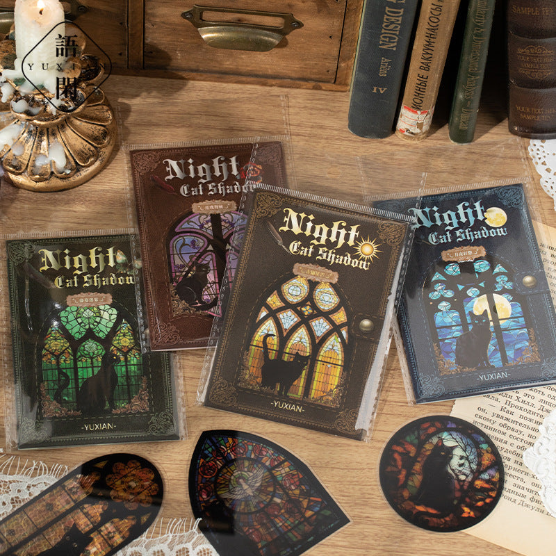 0312 Night Cat Shadow Series Sticker -10Pcs each pack