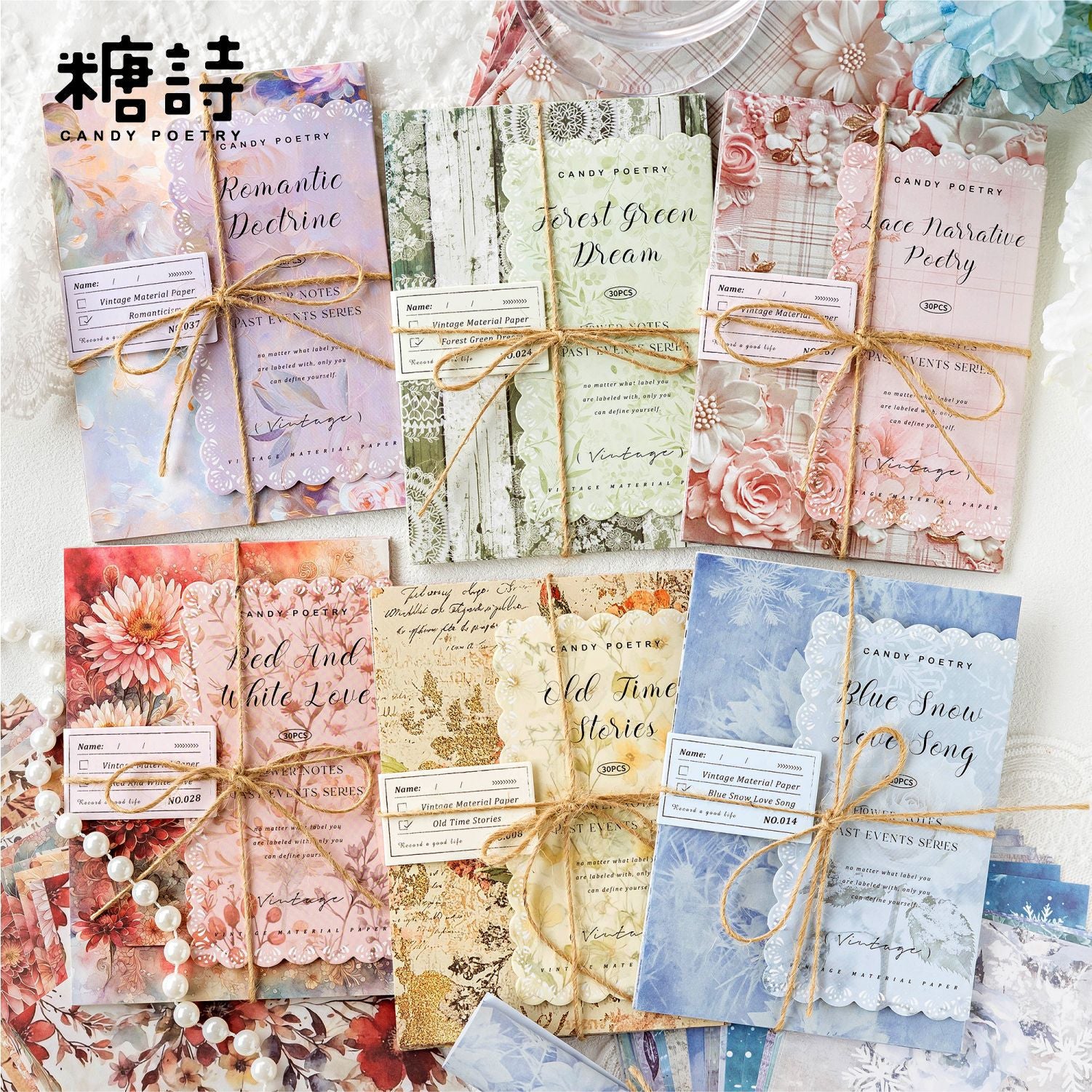 0313 Flower notes past events Series Paper -30Pcs each pack