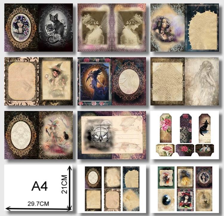 0314 A4 size Dark Witch Style Paper 11 pcs