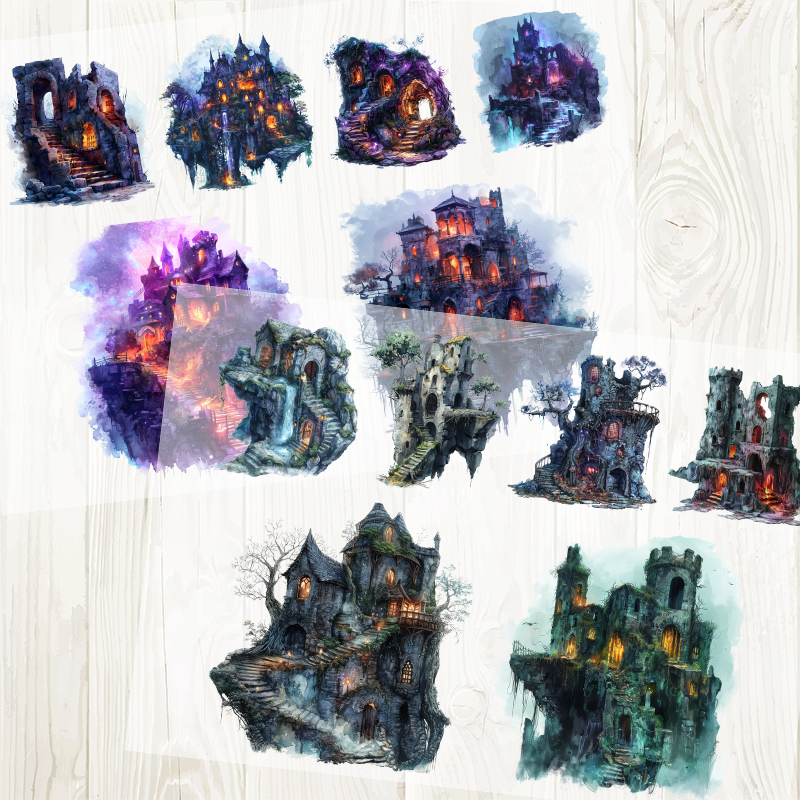 A4 Dark Castle matte PET pre-cut large sticker 1 pack 2 sheets