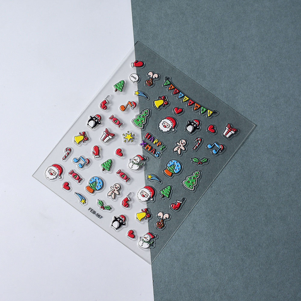 0920 M221- Christmas Embossed Mini sticker 1 Pcs