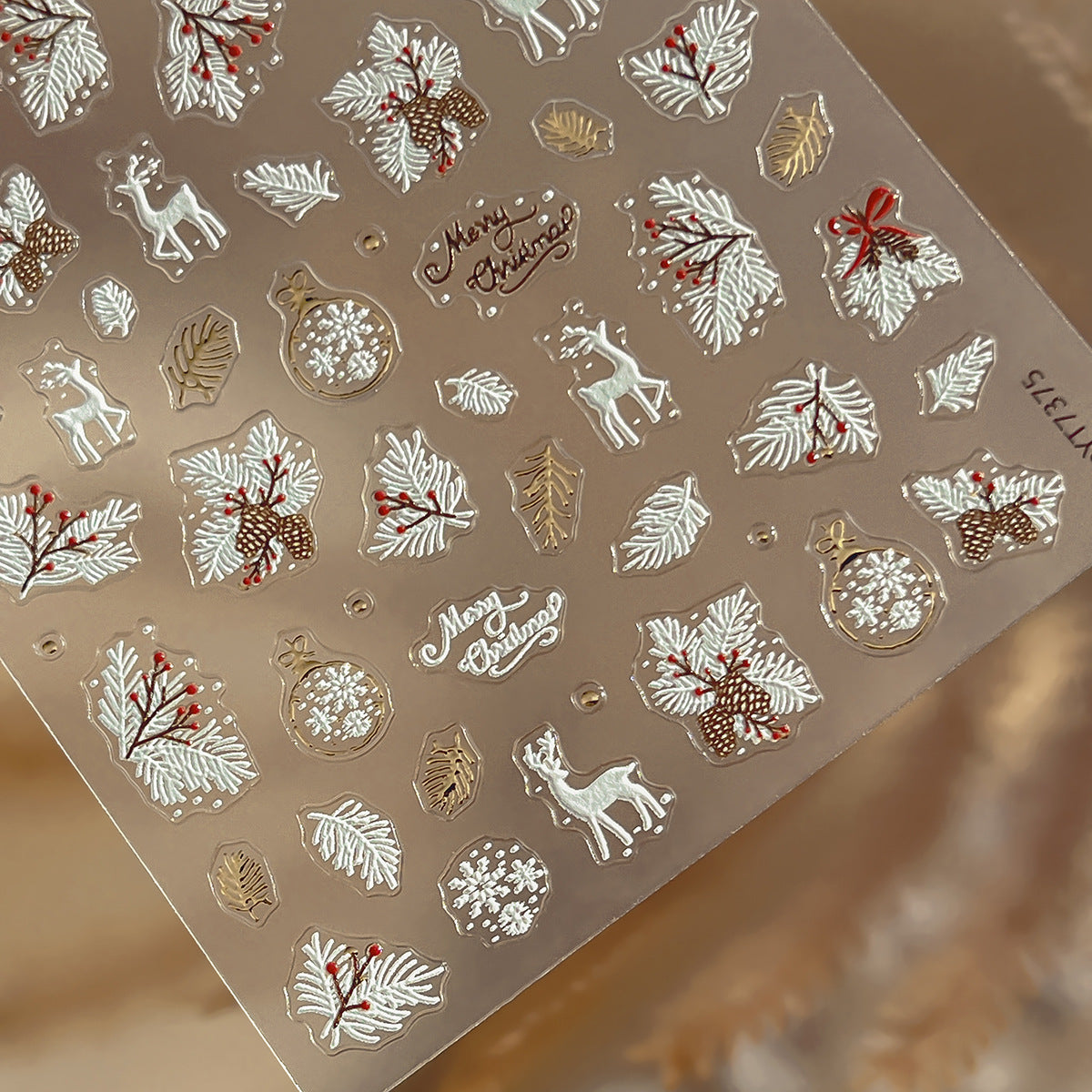 1201 M268- Christmas Embossed Mini sticker 1 Pcs