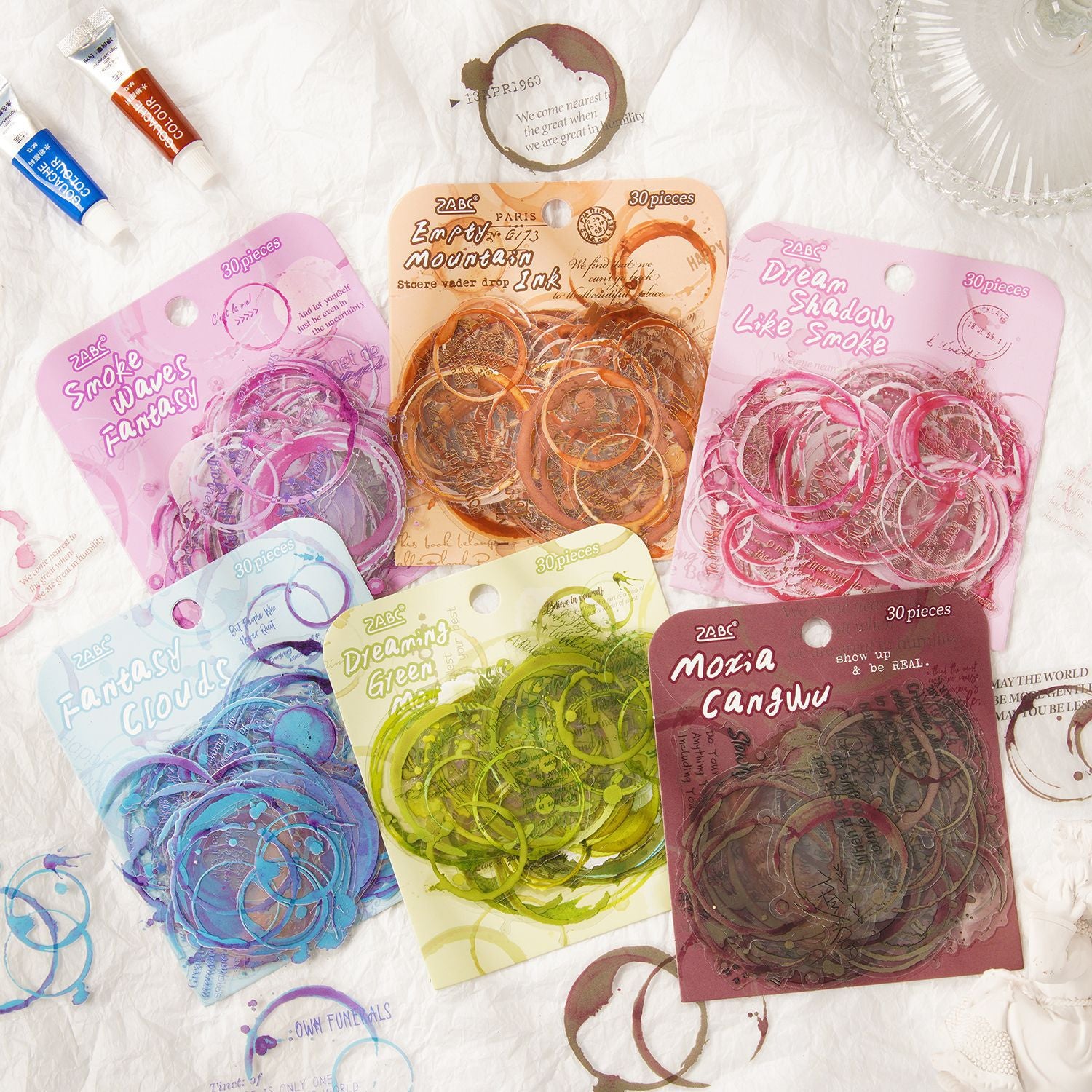 0822 Colorful round frame PET Sticker -30Pcs each pack