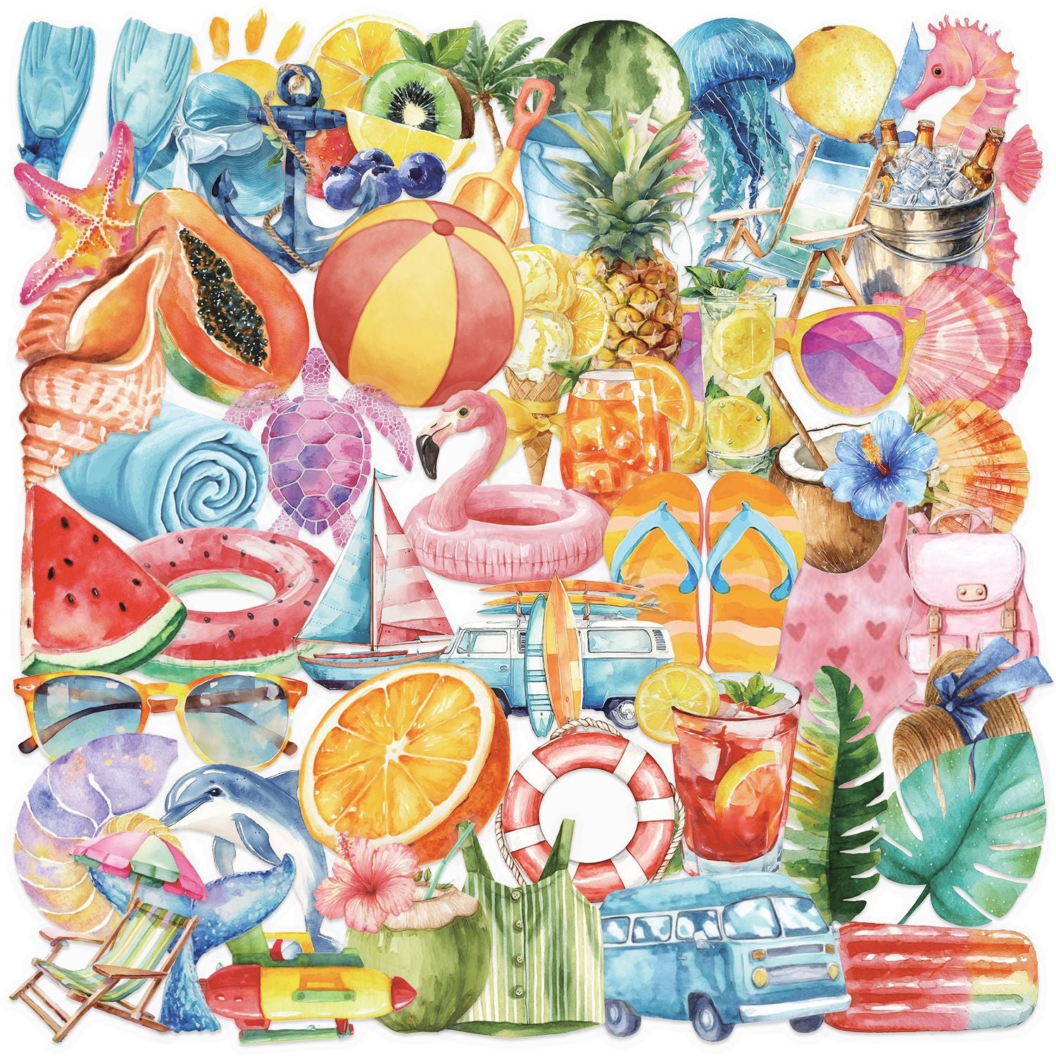 0903 50 Watercolor Summer PET sticker