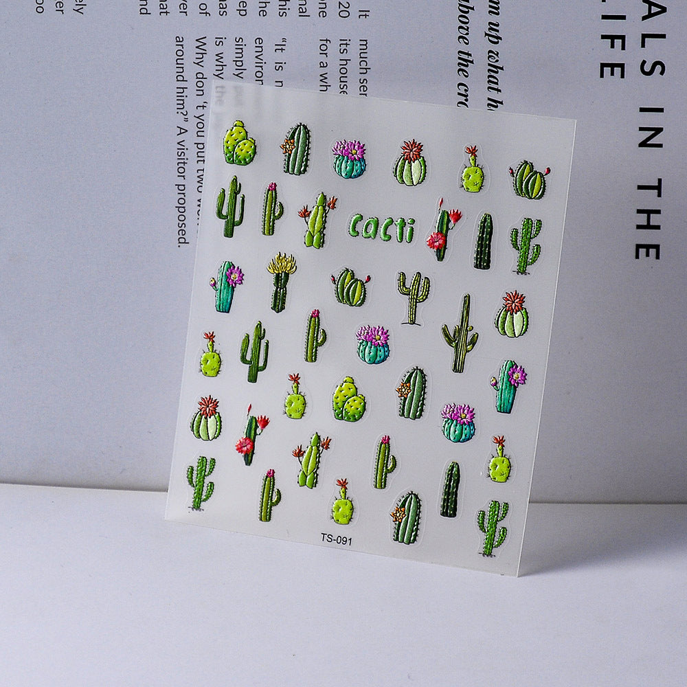 0824 M198- Cactus Embossed Mini sticker 1 Pcs