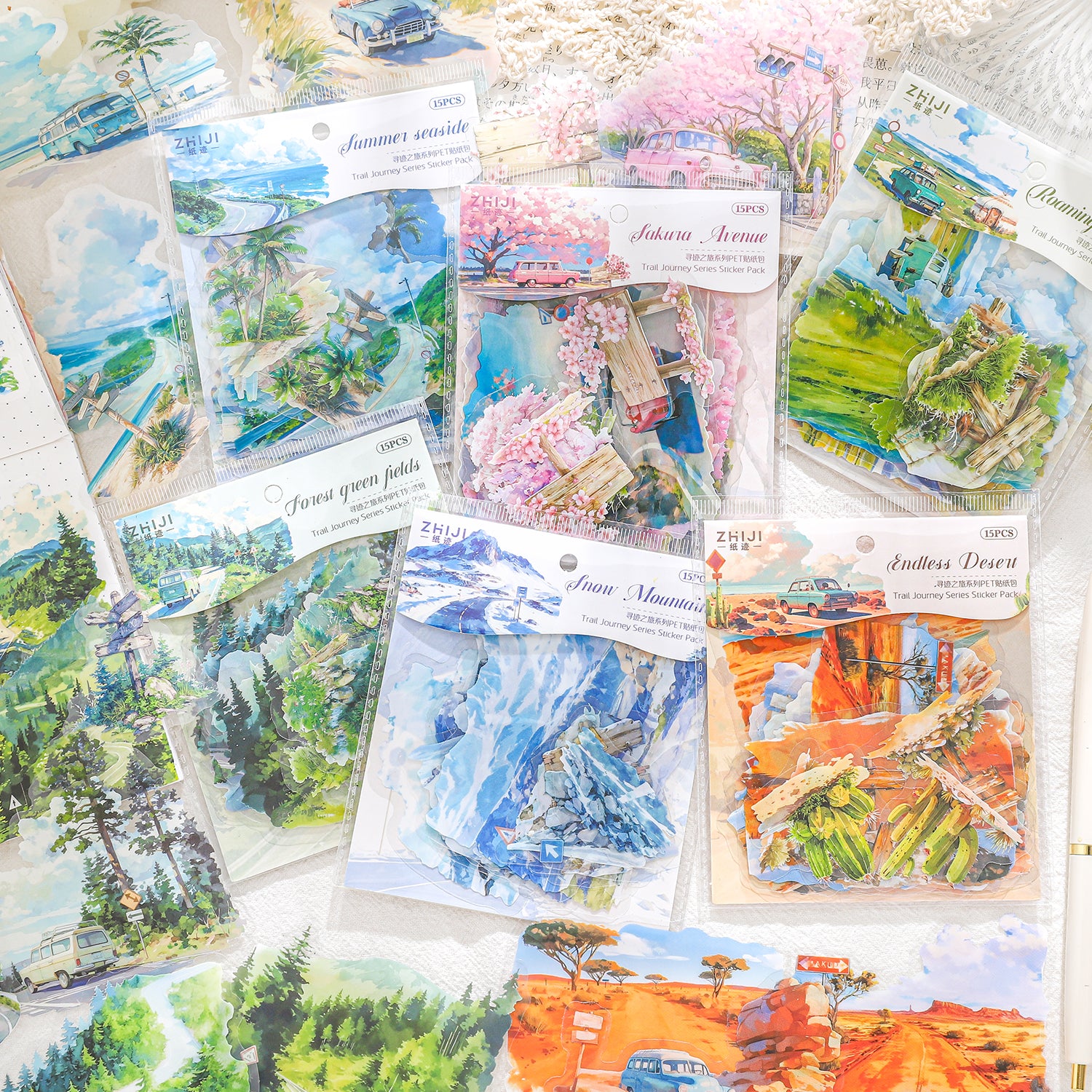 0404 Journey Series PET Sticker -15Pcs each pack